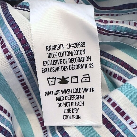 Robert Graham Multicolor Striped Long Sleeve Button-Down Dress Shirt Size 1XL - Picture 11 of 11